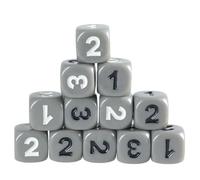 Pack Of 12 Assorted Color Rounded Corner 13mm Dices Cubes With Large Number Kids Acrylic 6 Sided Educational Dices Set Teaching Set