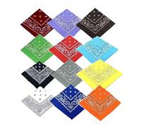 Pack Of 12 Assorted Coloured Cotton Paisley Bandana Head Cover Neck Scarf Men and Women, Stylish Cowboy, Multi-purpose Hair Scarf Unisex Headwraps, Bib Party Face Covering Headwear for Motorcycling
