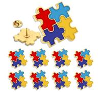 Pack of 12 Autism Puzzle Lapel Pins Bulk- Autistic Autism/Asperger’s Spectrum Disorder ASD Support Love Cause Awareness Pins