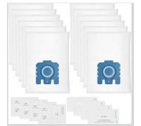 (Pack of 12 bags) (4 motor filters) (4 exhaust filters) compatible with Miele vacuum cleaners, 3D Efficiency GN Vacuum Bags for C1, C2, C3, S8, S5, S2 series Hyclean Vacuum cleaner hoover bags
