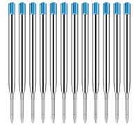 Pack of 12 Ballpoint Pen Refills, Metal Ballpoint Pen Refills, Spring Refills, Universal Refills, 1 mm (Blue)