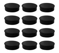 Pack of 12 Black Round Flat Magnets - 24mm Whiteboard Office Fridge - by Janrax