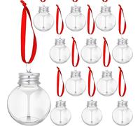 Pack of 12 Christmas Baubles Drinking Glass, Reusable Christmas Tree Baubles for Filling, Christmas Baubles for Drinks, Transparent Drinking Balls for Christmas Party Decoration (Silver, 150 ml)