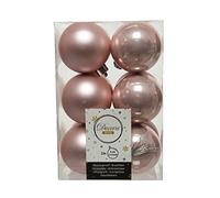 Pack of 12 Christmas Baubles Powder Pink