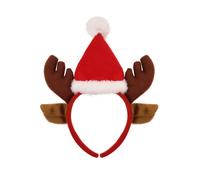 Pack of 12 Christmas Reindeer Antler Headbands with Ears And Santa Hat