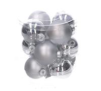 Pack of 12 Classic Silver Glass Christmas Baubles Hanging Tree Decoration 6cm Diameter