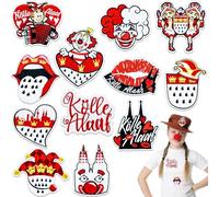 Pack of 12 Cologne Iron-On Transfers Carnival Accessories, Red White Iron-On Patches, Embroidered Patches for Iron-On or Sewing, Kölle Alaaf Motifs for Carnival Costume, Clothing and Fancy Dress