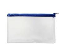 Pack of 12 Coloured Zip Clear Exam Pencil Cases by Janrax (Blue, 8x5")