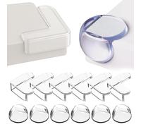 Pack of 12 Corner Protectors for Baby - Clear Edge & Corner Guards (6 Round + 6 L Shape) | Soft PVC Baby Proofing Bumpers for Furniture, Tables, Desks - Strong Adhesive, Transparent Design