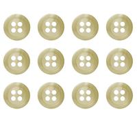 Pack of 12 Cream 11mm Round Faux Horn Sew On Plastic Buttons for Shirts Blouses Flat 4 Holes 18L