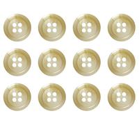 Pack of 12 Cream 15mm Round Faux Horn Sew On Plastic Buttons for Skirts Trousers Suits Shorts Flat 4 Holes 24L