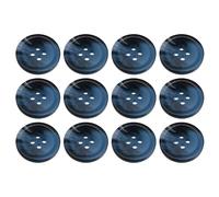 Pack of 12 Dark Blue Buttons, Flat Buttons for Sewing with Four Holes for Tailors Dressmakers, 20mm Round Faux Horn Sew On Plastic Buttons for Cardigans Coats Suits Jackets Trousers Replacement
