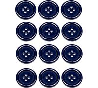 Pack of 12 Dark Blue Sew on 15mm Round Buttons Flat 4 Holes 24L (Dark Blue,24Ligne)