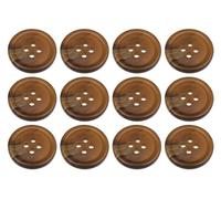 Pack of 12 Dark Brown 23mm Round Faux Horn Sew On Plastic Buttons for Coats Jackets Cardigans Flat 4 Holes 36L