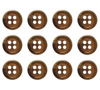 Pack of 12 Dark Chestnut Brown 11mm Round Faux Horn Sew On Plastic Buttons for Shirts Blouses Flat 4 Holes 18L