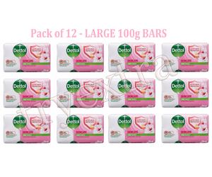PACK OF 12-Dettol Skincare Antibacterial Soap Hand & Body Wash- LARGE 100g BARS
