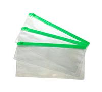 Pack of 12 DL Green Zip Zippy Bags - Document Clear Plastic Transparent Storage Wallet by Janrax - Durable Storage Pouches for Documents, Receipts, Stationery, School, Office & Travel