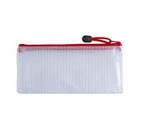Pack of 12 DL Red PVC Mesh Zip Bags