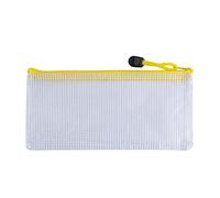 Pack of 12 DL Yellow PVC Mesh Zip Bags
