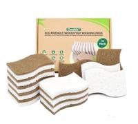 Pack of 12 Eco Washing Up Dish Sponges-Dual Sided S-Shape Natural Wood Cellulose & Coconut Kitchen Sponges Multipack-Heavy Duty,Non Scratch,Pan,Pot & Dish Scrubbers Non Stick Cookware,Biodegradable
