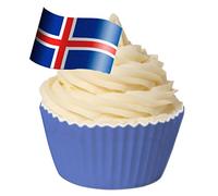 Pack of 12 Edible Wafer Decorations - Icelandic Flag - Flag Shape 201-463