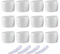 Pack of 12, Empty Green 50ml Plastic Cosmetic Jars Container Pot with lid Lotion Storage Container Face CreamTravel Bottle + 4 X Spatula(Bianco)