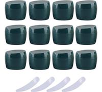 Pack of 12, Empty Green 50ml Plastic Cosmetic Jars Container Pot with lid Lotion Storage Container Face CreamTravel Bottle + 4 X Spatula(Groen)
