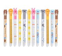 Pack of 12 Erasable Gel Pens Black/Blue Ink Cute Cartoon Erasable Pen Tip 0.5 mm Lead Diameter Ball at the End for Removing Ink without Wearing the Sheet for Students School Office