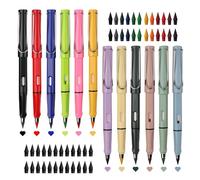 Pack of 12 Eternal Pencils, Magic Colouring Pencils with 48 Interchangeable Heads, Infinity Pencil with Eraser, Inkless Magic Pencils for Writing Painting, Infinity Magic Pencil for Children Adults