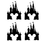 Pack of 12 Fairytale Castle with Mouse Face Mickey Inspired Novelty Decal (Black, 5cm x 4cm)