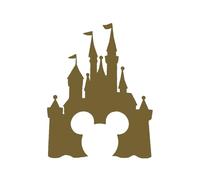Pack of 12 Fairytale Castle with Mouse Face Mickey Inspired Novelty Decal (Gold, 5cm x 4cm)
