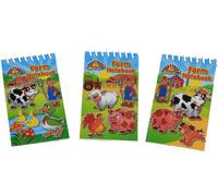 Pack of 12 Farm Animals Mini Spiral Notebooks - Childrens Party Loot Bag Filler