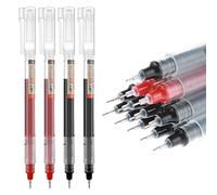 Pack of 12 Fineliner Black Red 0.5 mm Rollerball Pen with Liquid Ink Quick Drying Gel Pen Quick Drying Ballpoint Pen Rollerball Black Gel Pens Red for Office School Business