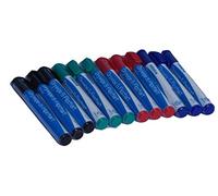 Pack of 12 green, blue red and black drywipe & flipchart marker pens
