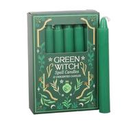 Pack of 12 Green Witch Spell Candles | Unscented Paraffin Wax | 1 Hour Burn Time