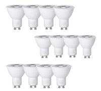 Pack of 12 GU10 LED Bulbs Warm White, 5W Equivalent to 50 Watts Halogen GU10, Non Dimmable, 500 lumens, 3000K, 120° Beam Angle AC 220-240V