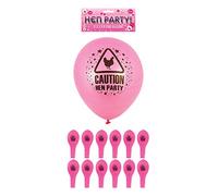 Pack of 12 Hen Party Balloons / Novelty Pink Printed Accessories