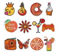 Pack of 12 Iron-On Patches, Orange, Summer Aperol Spritz Cocktail Butterfly Orange Slices Iron-On Patches Iron-On Patches for Clothes Hat Backpack