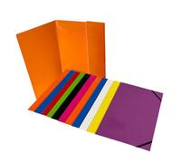 Pack of 12 Janrax A4 Assorted Colour Laminated Card 3 Flap Folders with Elastic Closure