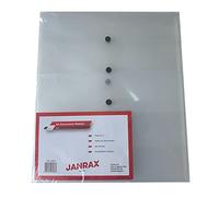 Pack of 12 Janrax A4 Clear Document Wallets - Button Stud Folder