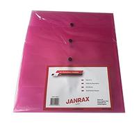 Pack of 12 Janrax A4 Pink Document Wallets - Button Stud Folder