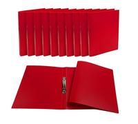 Pack of 12 Janrax A4 Red PP Ring Binders - 25mm Spine, 2 O-Ring Mechanism, 700 Micron Durable Cover - Office, School Document Supplies, Document Storage & Filing Folder for Office, School & Home
