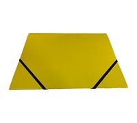 Pack of 12 Janrax A4 Yellow Laminated Card 3 Flap Folders with Elastic Closure