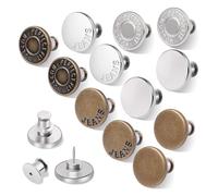 Pack of 12 Jeans Buttons without Sewing, Button Pins Jeans, DIY Trouser Buttons, Adjustable Replacement Button Trousers, Adjustable Trousers Replacement Buttons, Jeans Buttons Without Sewing, Metal