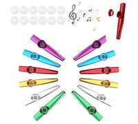 Pack of 12 Kazoo Membrane Instruments, Kazoo Membrane Musical Instruments, Kazoo Metal Kasu, for Children, Suitable for Guitar, Violin, Ukulele Free 12 Flute Membranes