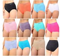 Pack Of 12 Ladies Briefs Womens Seamless High Waist Stretch Soft Comfort Knickers Tummy Support Control Underwear Shapewear Slimming Panties Bikni Brief Pants By STV (Assorted Color,XXL)