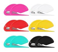 Pack of 12 letter openers, foil cutter with metal blade, macaroons plastic package opener, hidden blade for opening envelopes, mail, parcels and for cutting paper (6 colours)