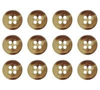 Pack of 12 Light Mixed Brown 11mm Round Faux Horn Sew On Plastic Buttons for Shirts Blouses Flat 4 Holes 18L