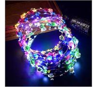 Pack of 12 Luminous Hair Wreaths, Flowers, Hair Wreath, Luminous Garland Headband, Children, Hair Band with Flowers Girls, LED Flower Wreath Headband, Flower Headband Women's LED