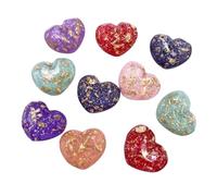 Pack of 12 Luxury Gold Foil Geometric Love Heart Hearts Craft Supplies Supply Resin Cabochon for DIY Crafting Junk Charm Plastic Charms Flat Back Custom Acrylic Jewellery Making 23x18mm